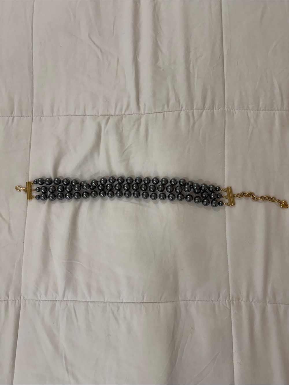 H&M Hematite Multi-Strand Pearl Necklace with Gold Accents